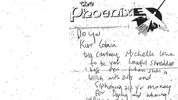 This note, made public by Seattle police, was discovered in the wallet of rock legend Kurt Cobain when he was found dead of an apparent suicide 20 years earlier, in April 1994 - Seattle Police Department